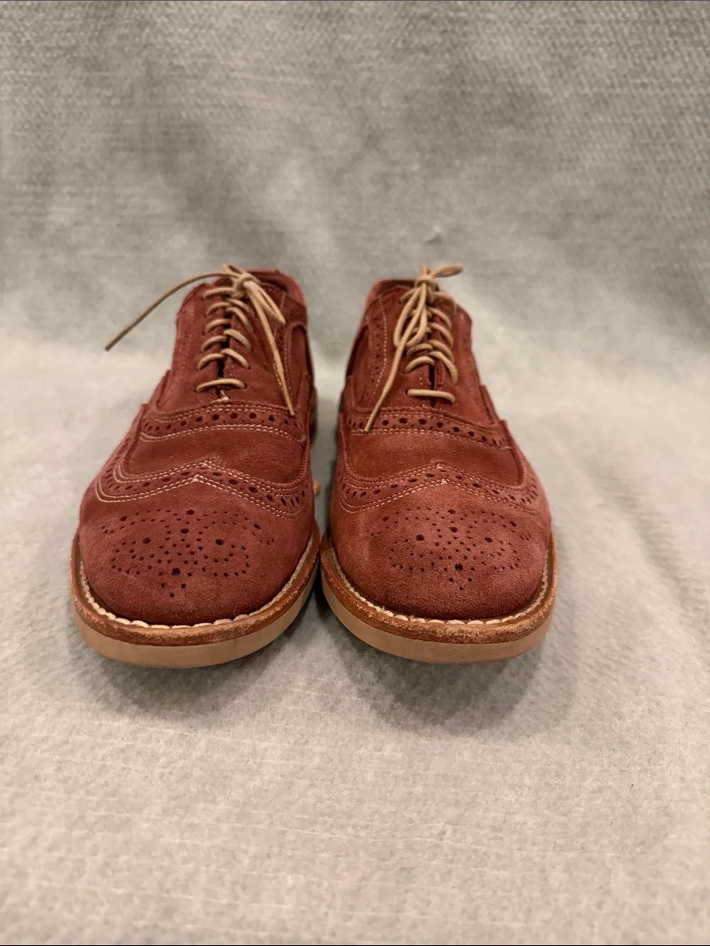 Allen Edmonds Neumok Rust Suede Wingtip Oxford - Brogue Dress Shoe 10 D